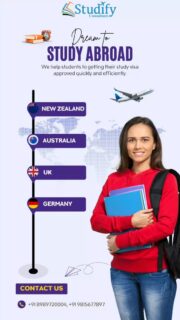 ● Fulfill your Dream ●

✅ Apply your Study Visa Now
✅ Free Counselling

-------------------------------------------------------------

For more details: contact : Studify Consultants, SCO 64 sector 47C Chandigarh
Contact us:📞📞
Mobile/WhatsApp: +91 98156 77897 +91 89897 20004

www.studifyconsultants.in

-------------------------------------------------------------

#studyinaustralia🇦🇺 #university #studyingermany🇩🇪 #studyinuk🇬🇧 #studyinnewzealand🇳🇿️