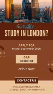 Unlock a world-class education in UK with Studify Consultants!

-------------------------------------------------------------

For more details: Studify Consultants, SCO 64 sector 47C Chandigarh
Contact us:📞📞
Mobile/WhatsApp: +91 98156 77897 +91 89897 20004 

www.studifyconsultants.in

-------------------------------------------------------------

#travel #university #study #ielts #studyinuk🇬🇧