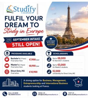 ● Fulfill your Dream ●
✅ Apply your Study Visa Now
✅ Free Counselling
-------------------------------------------------------------
For more details: contact : Studify Consultants, SCO 64 sector 47C Chandigarh
Contact us:📞📞
Mobile/WhatsApp: +91 98156 77897 +91 89897 20004
www.studifyconsultants.in
-------------------------------------------------------------
#visa #university #studyvisa #flight